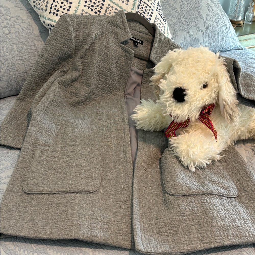 Grey Jacket - Roz & Ali - 3/4 Sleeve Ultra Soft Textured Fabric - Picture 6 of 15